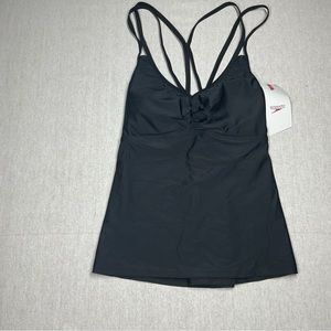 Speedo Xtra Life Lycra Strappy Tankini Top in Black Small NWT